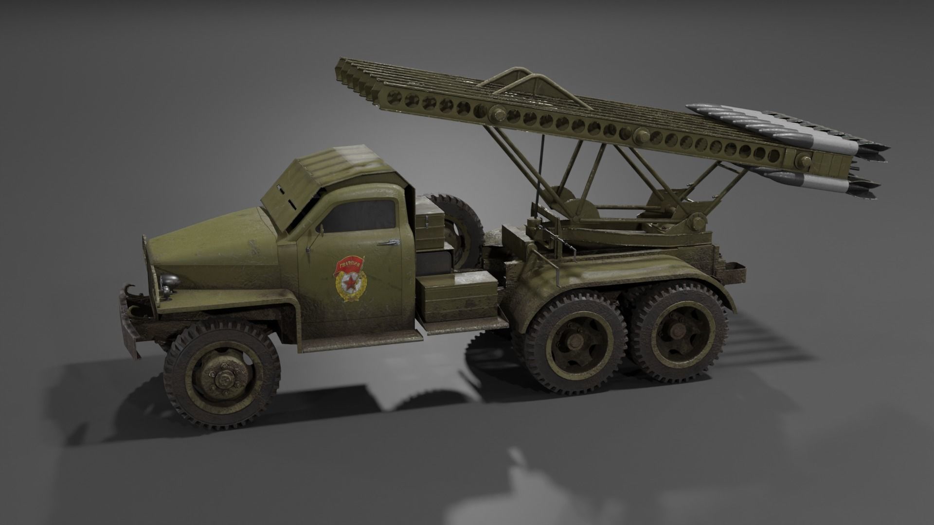 BM-13N Katyusha multiple rocket launcher  Low-poly 3D model_12