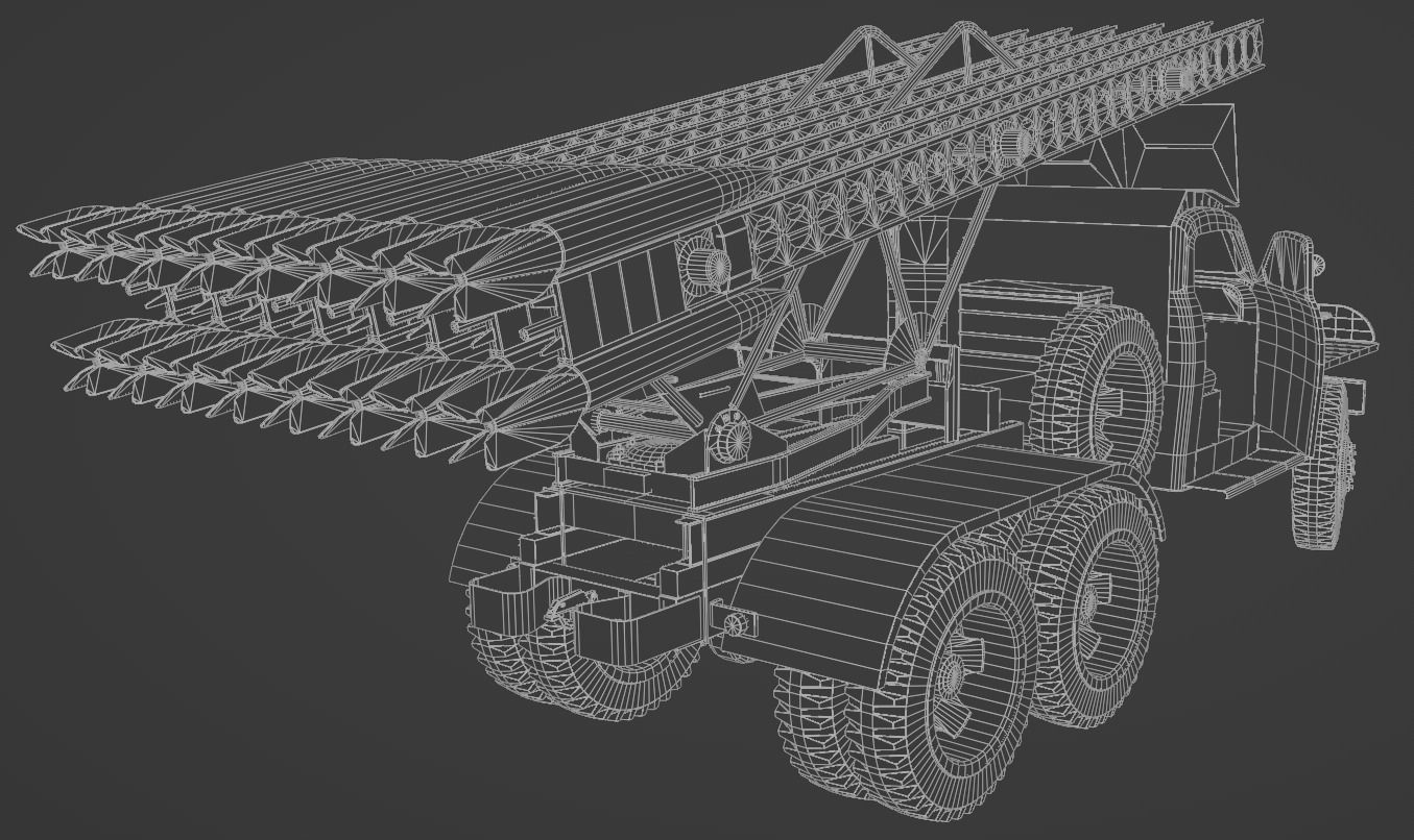 BM-13N Katyusha multiple rocket launcher  Low-poly 3D model_9