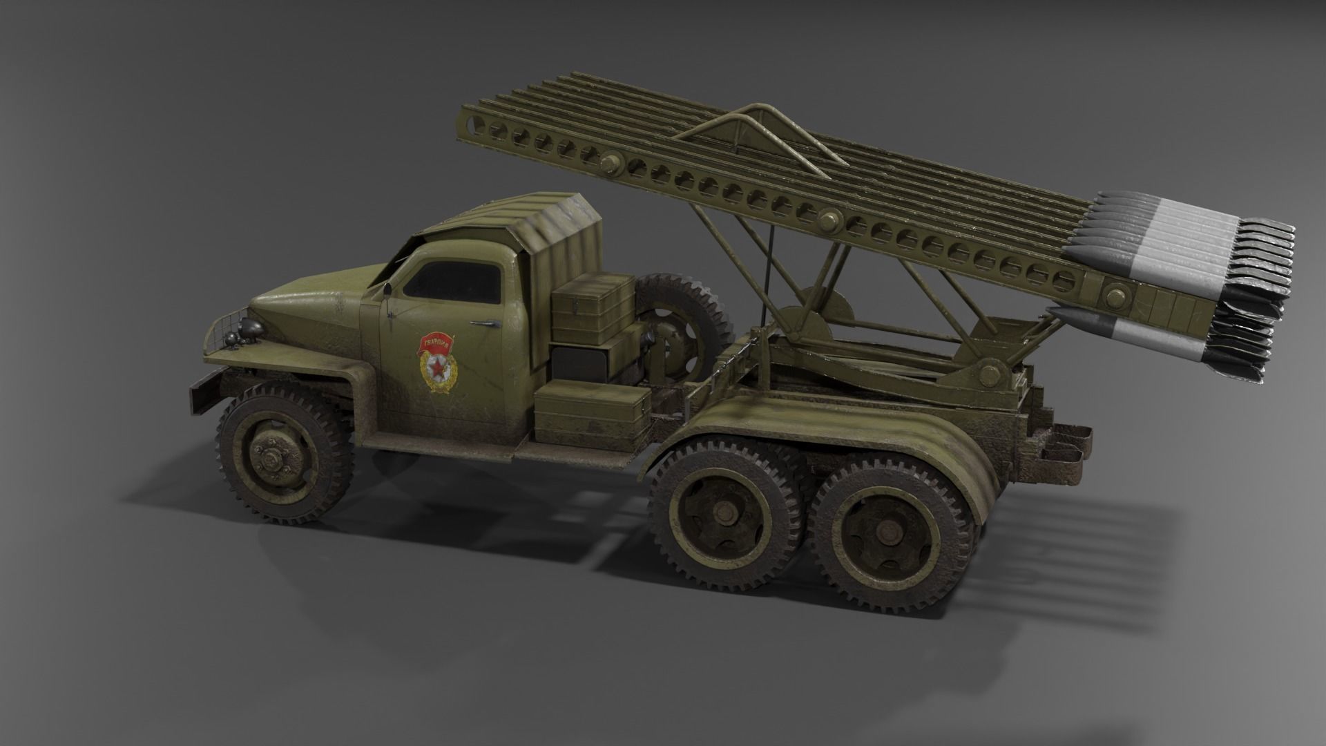 BM-13N Katyusha multiple rocket launcher  Low-poly 3D model_13