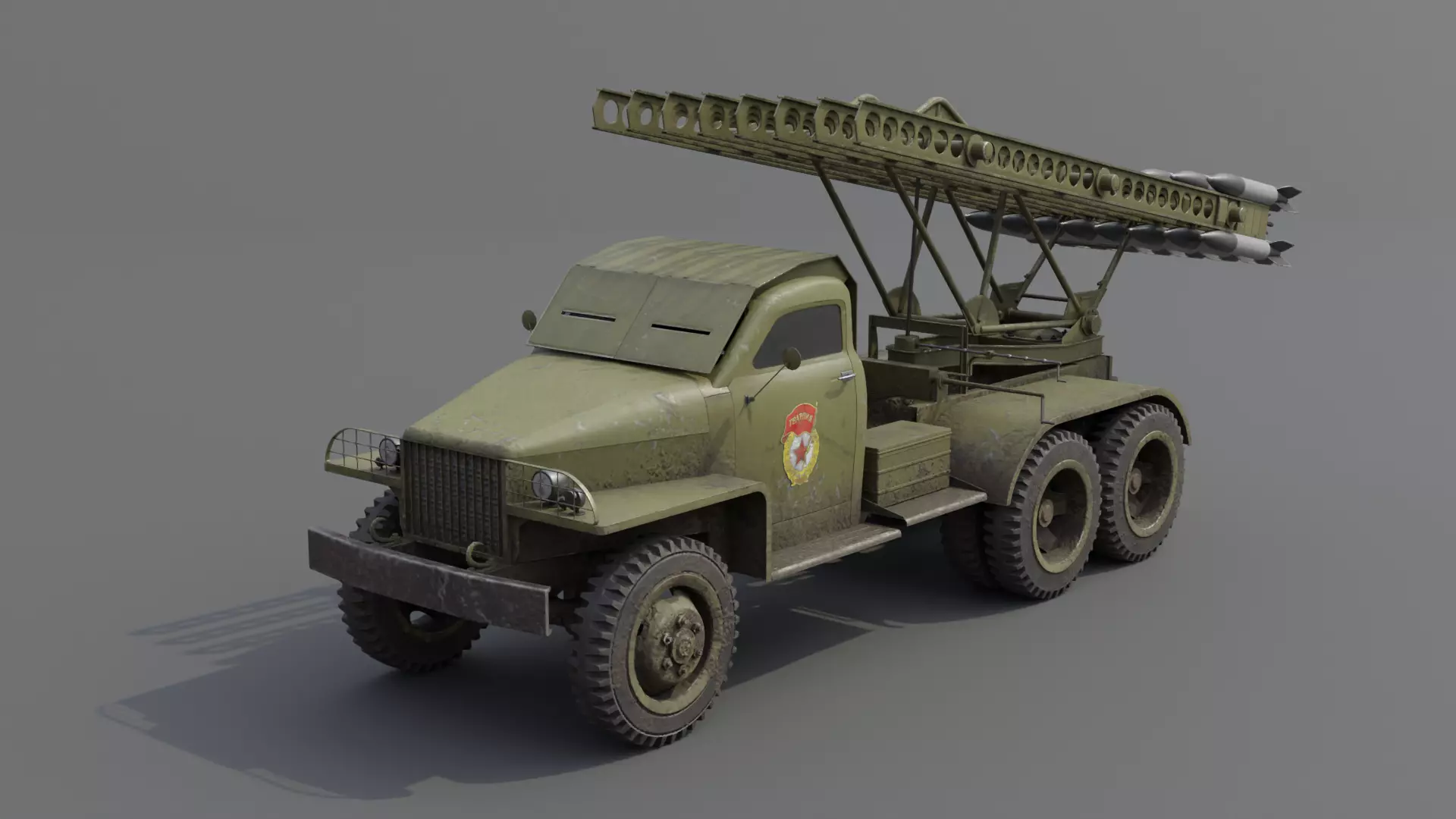 BM-13N Katyusha multiple rocket launcher  Low-poly 3D model_0