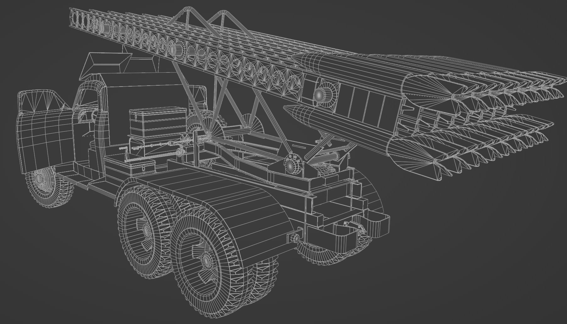 BM-13N Katyusha multiple rocket launcher  Low-poly 3D model_8