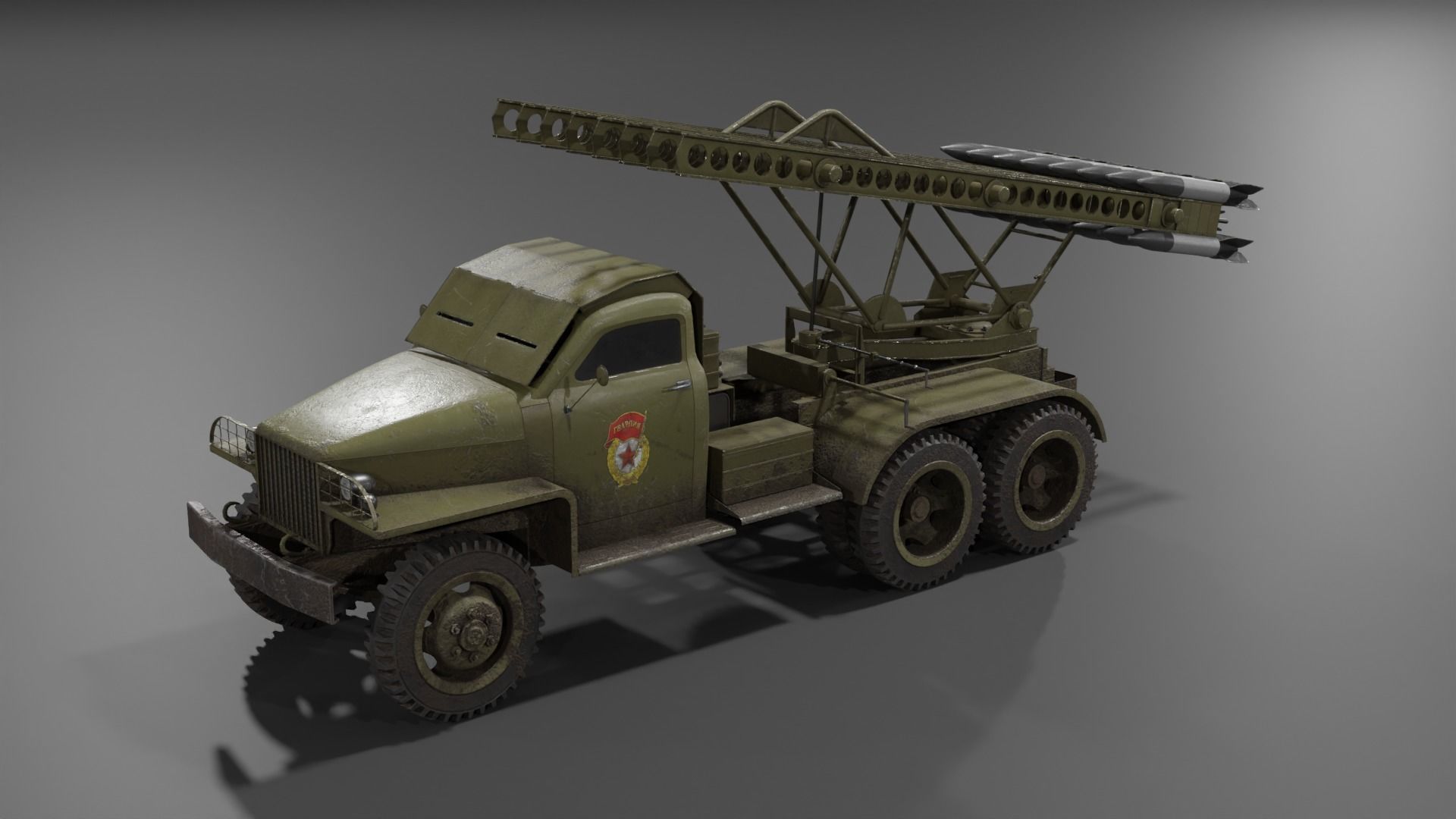 BM-13N Katyusha multiple rocket launcher  Low-poly 3D model_23