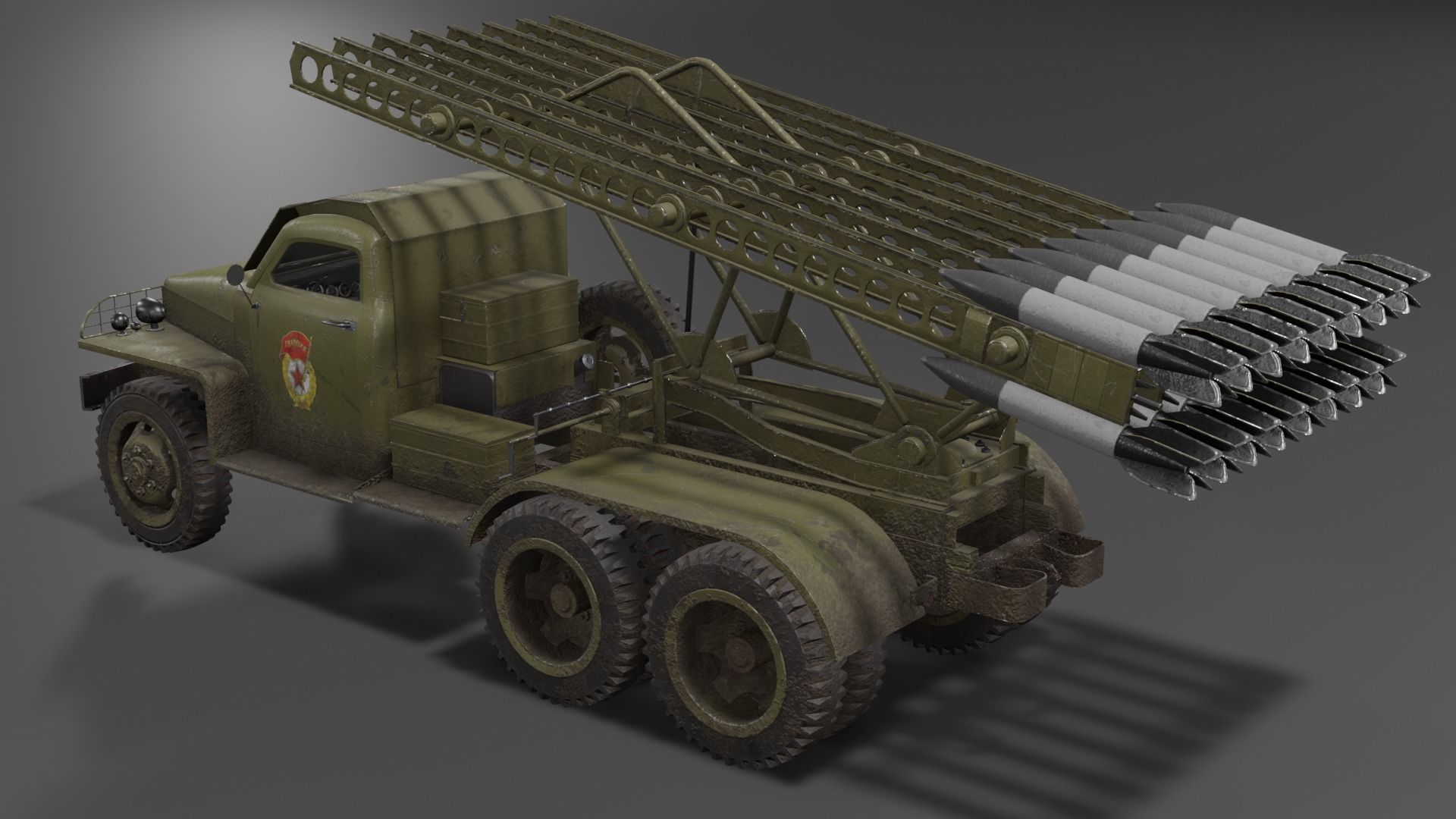 BM-13N Katyusha multiple rocket launcher  Low-poly 3D model_3