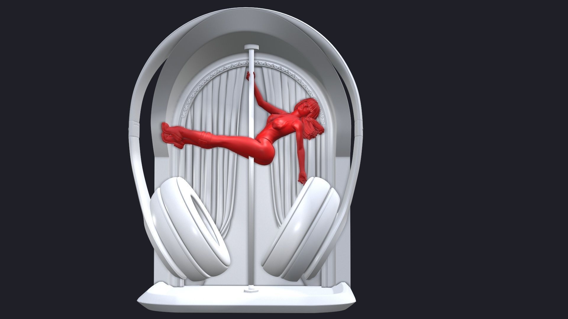 Headphone Holder strip dance 4 3D print model_8