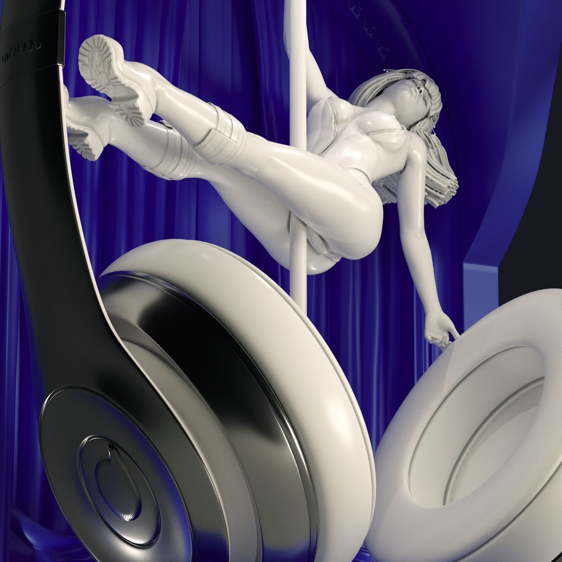 Headphone Holder strip dance 4 3D print model_2