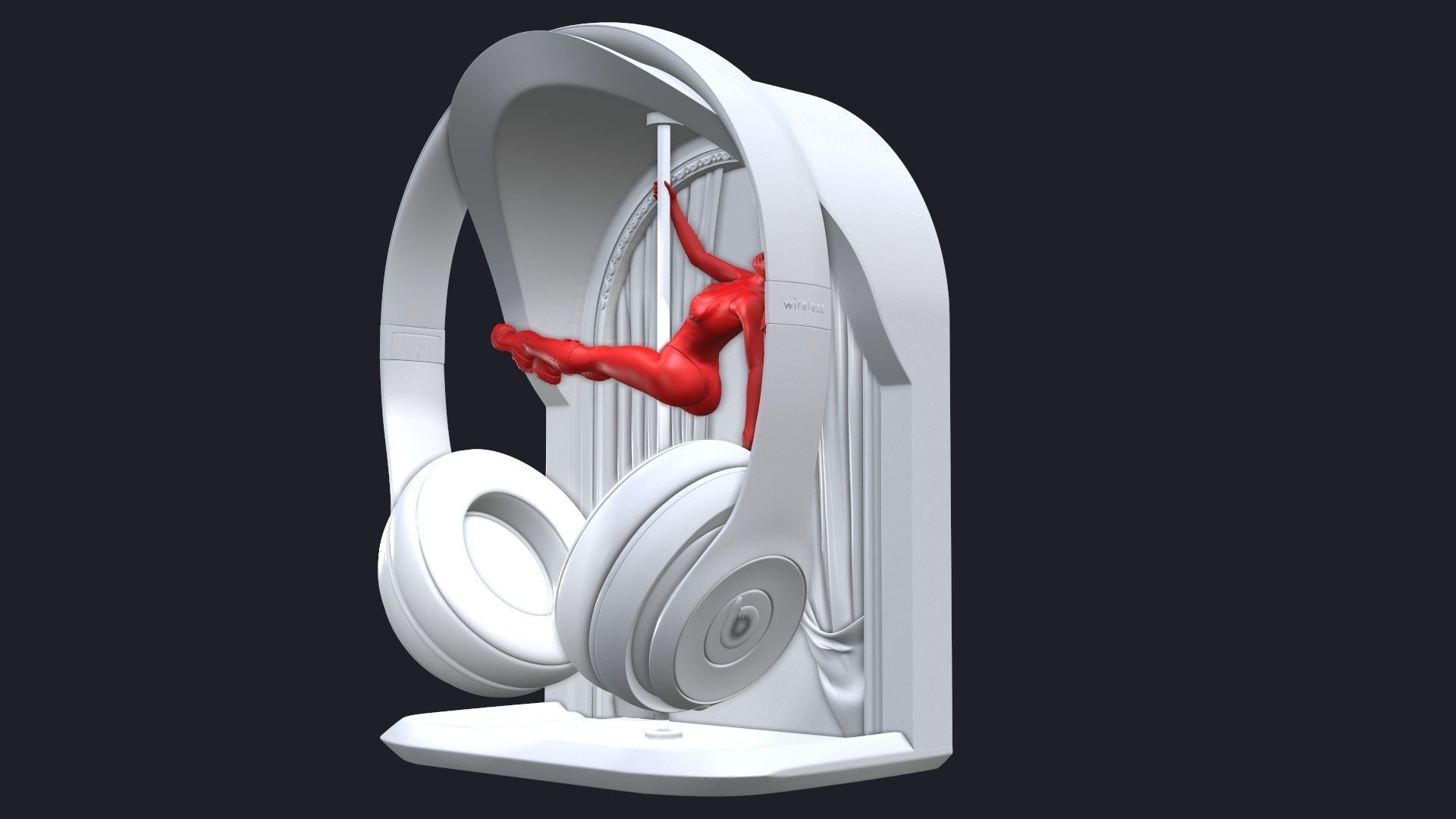 Headphone Holder strip dance 4 3D print model_3