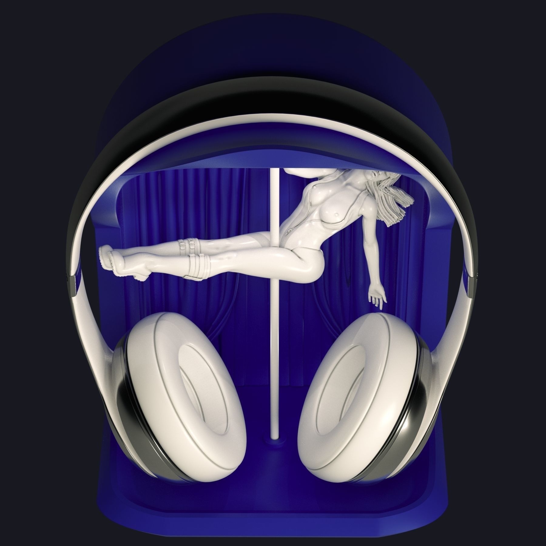 Headphone Holder strip dance 4 3D print model_25