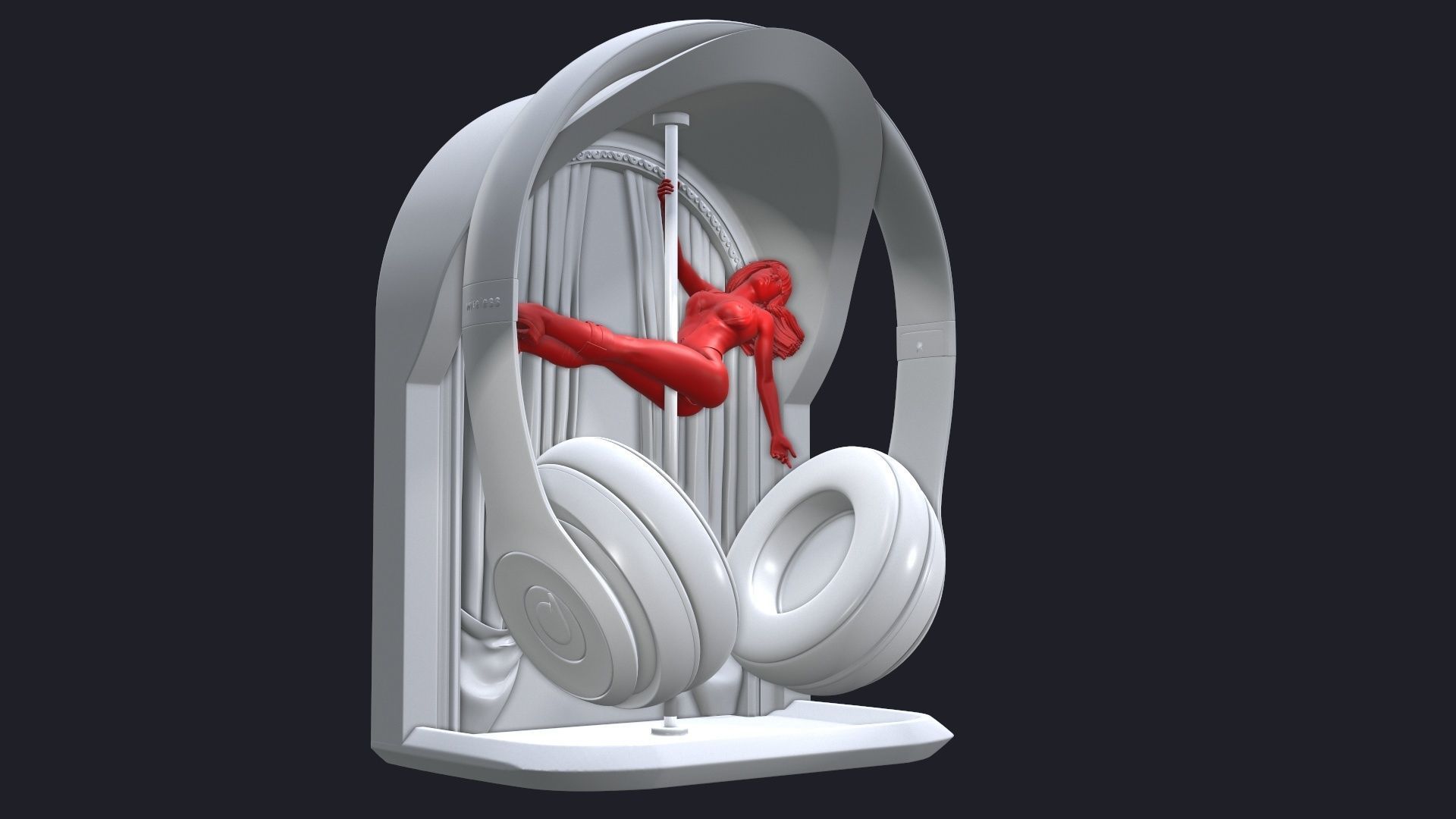 Headphone Holder strip dance 4 3D print model_10