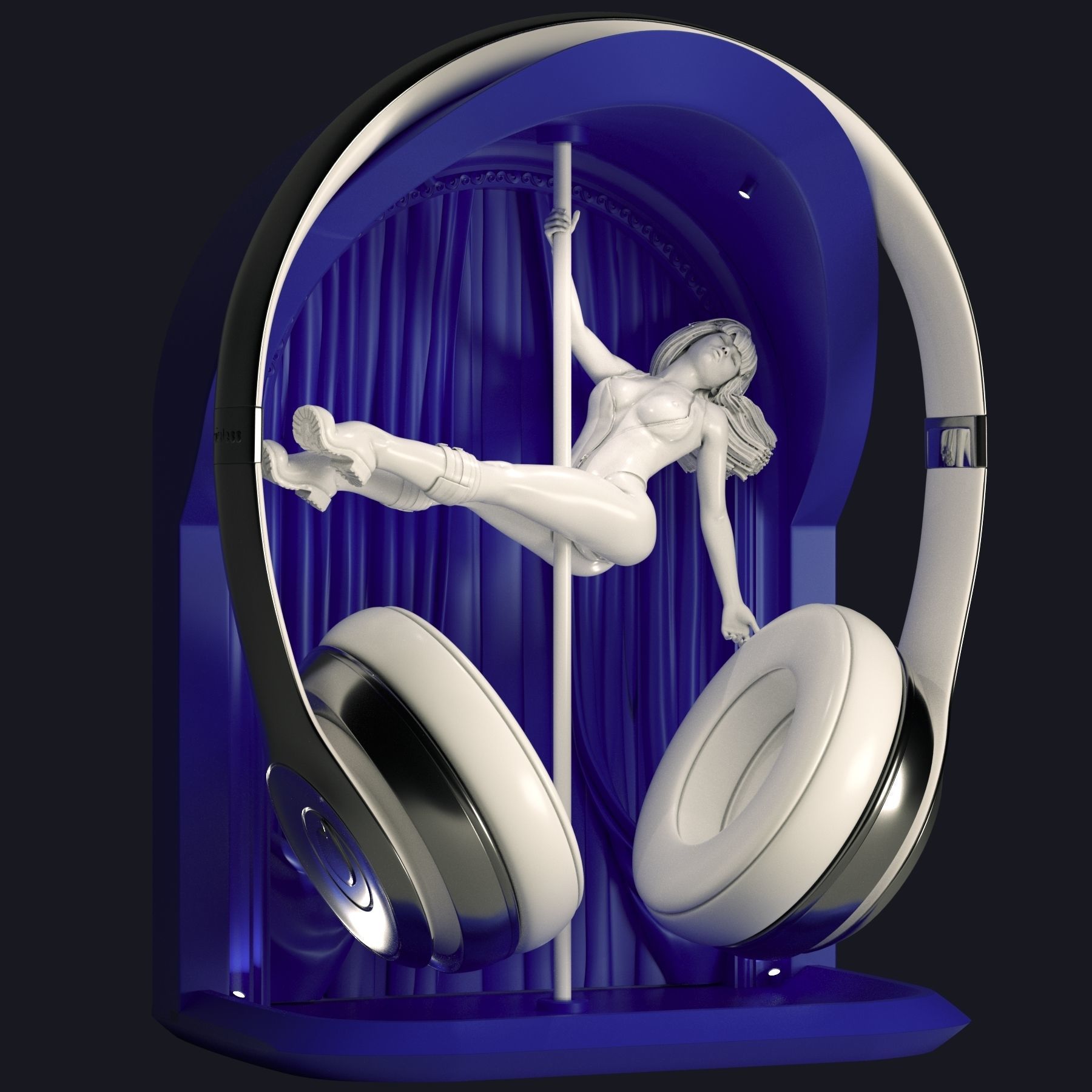 Headphone Holder strip dance 4 3D print model_5
