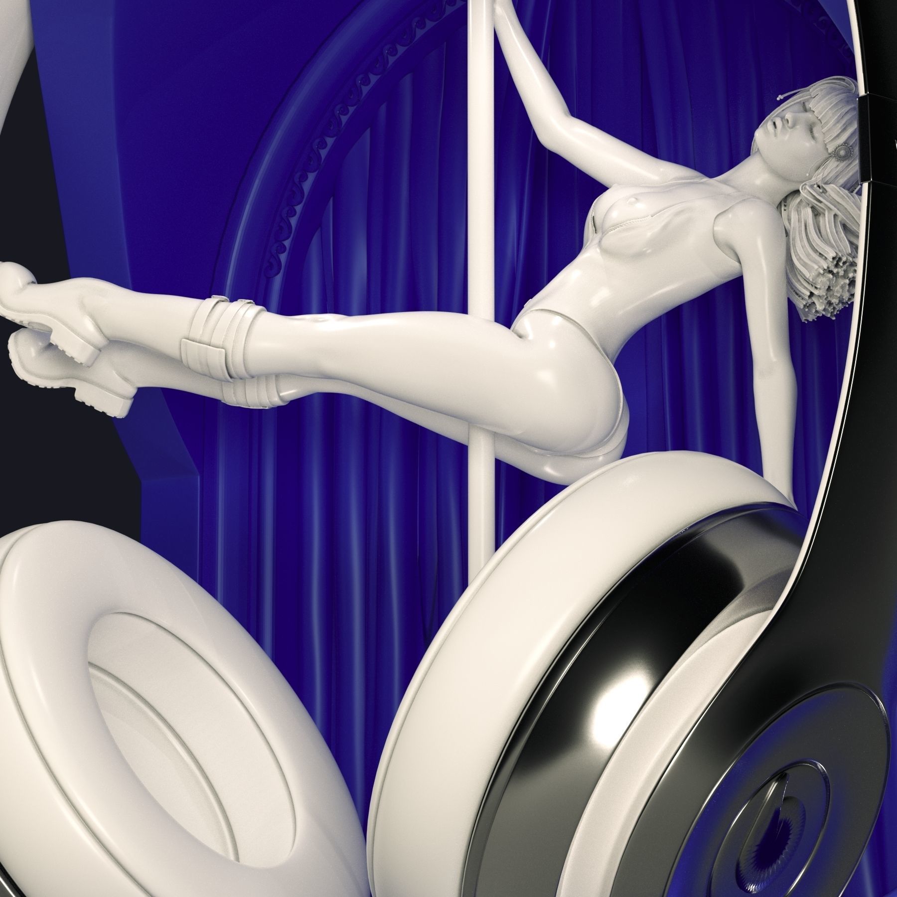 Headphone Holder strip dance 4 3D print model_24