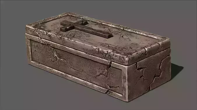Sarcophagus stone box with cracks
