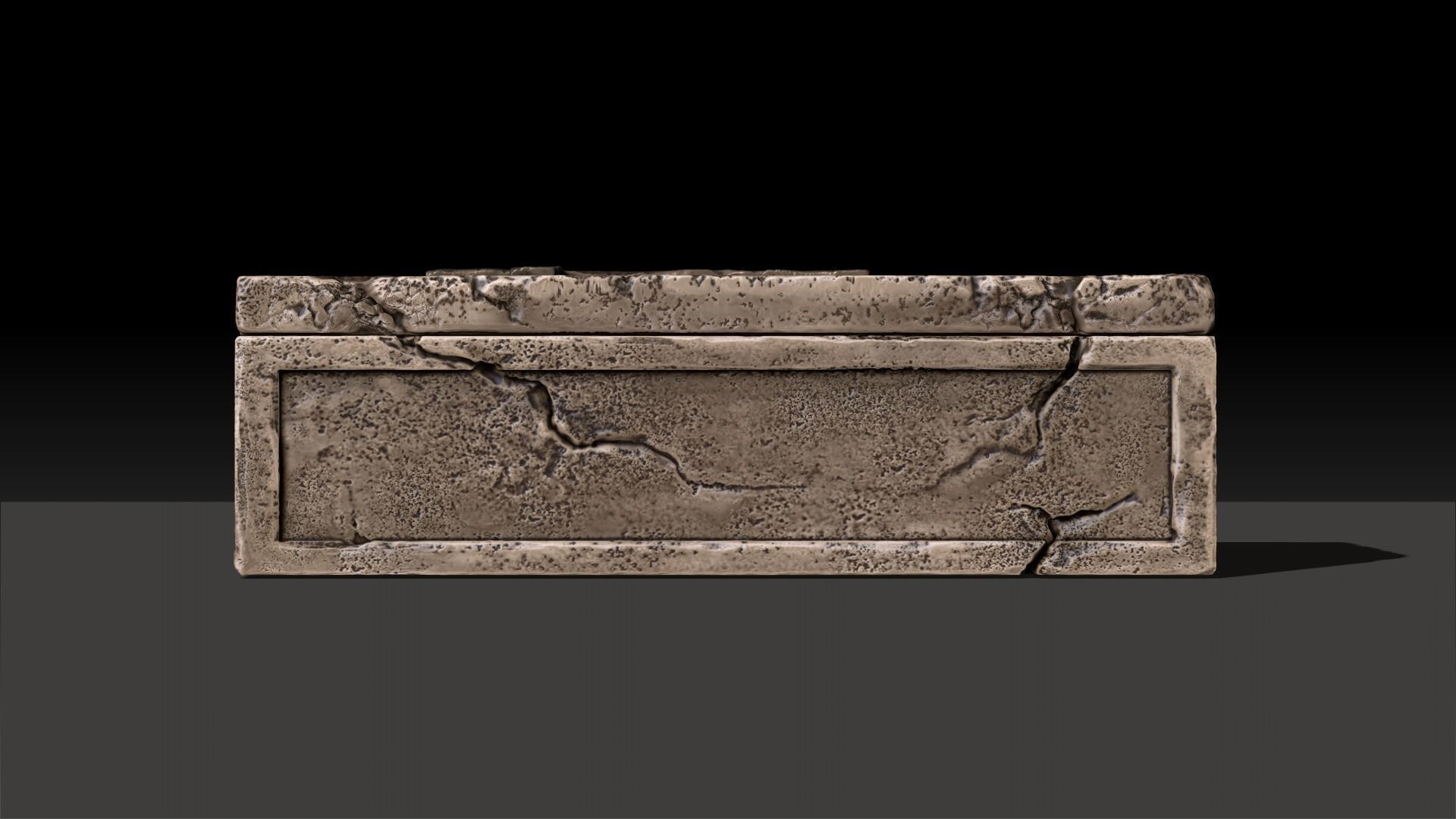 Sarcophagus stone box with cracks Low-poly 3D model_6