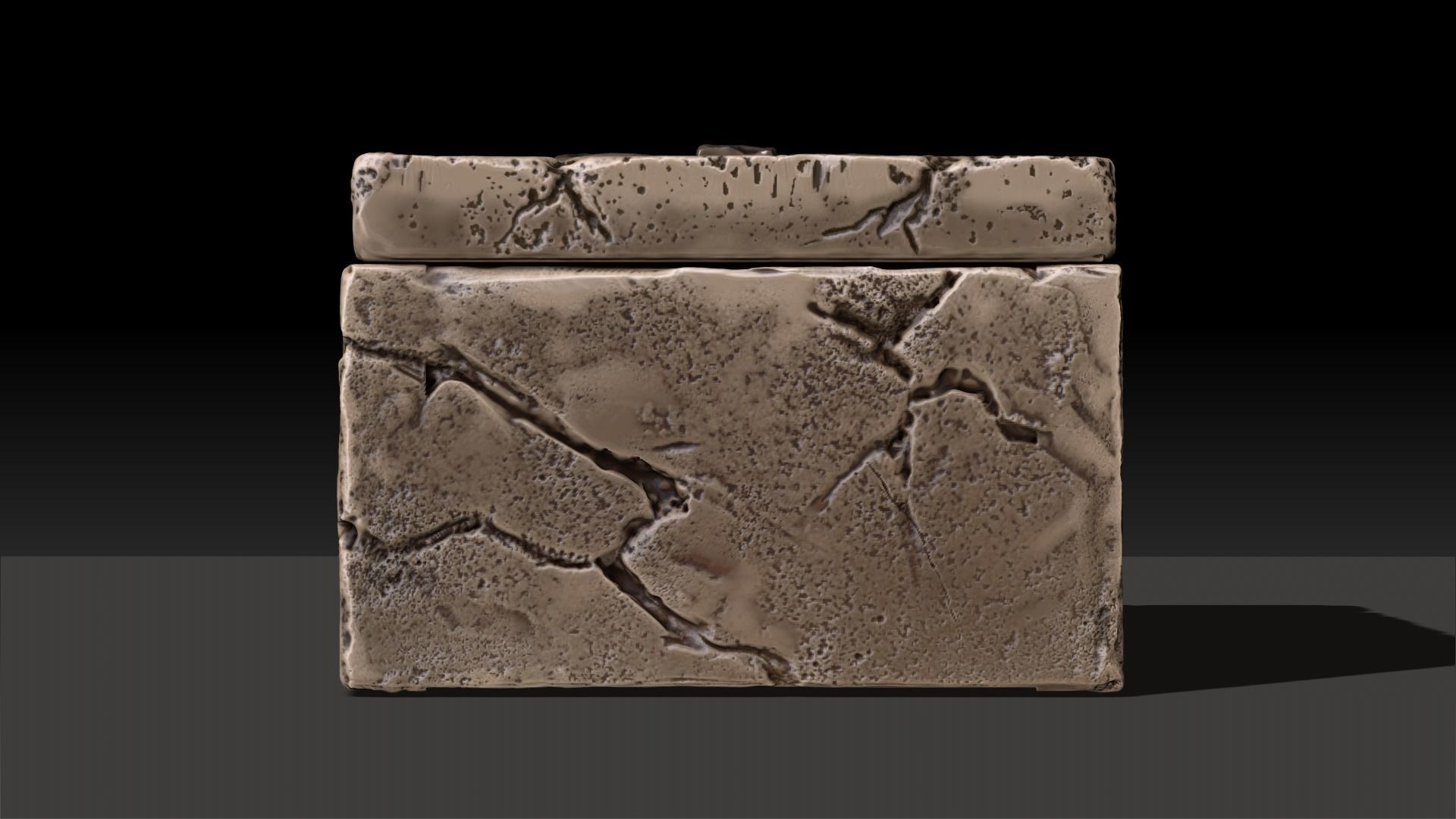 Sarcophagus stone box with cracks Low-poly 3D model_3