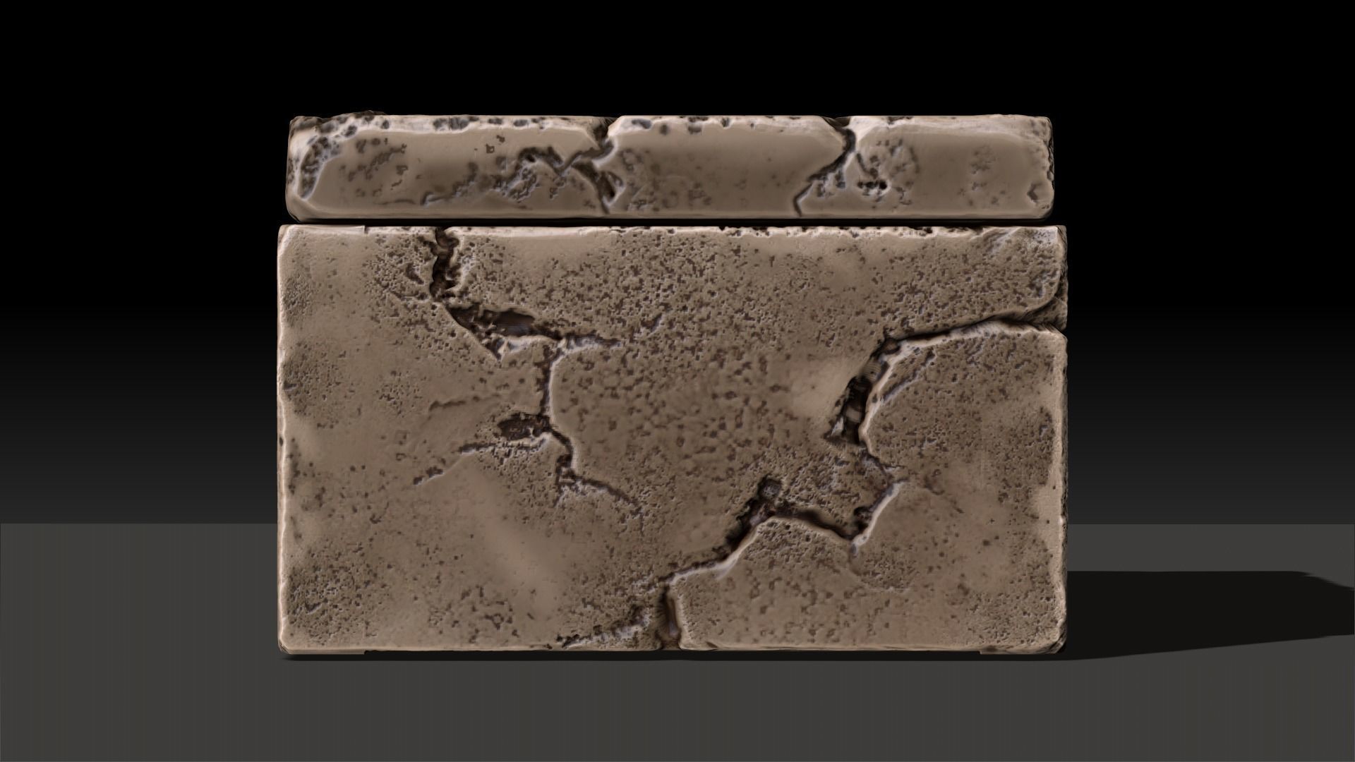 Sarcophagus stone box with cracks Low-poly 3D model_4