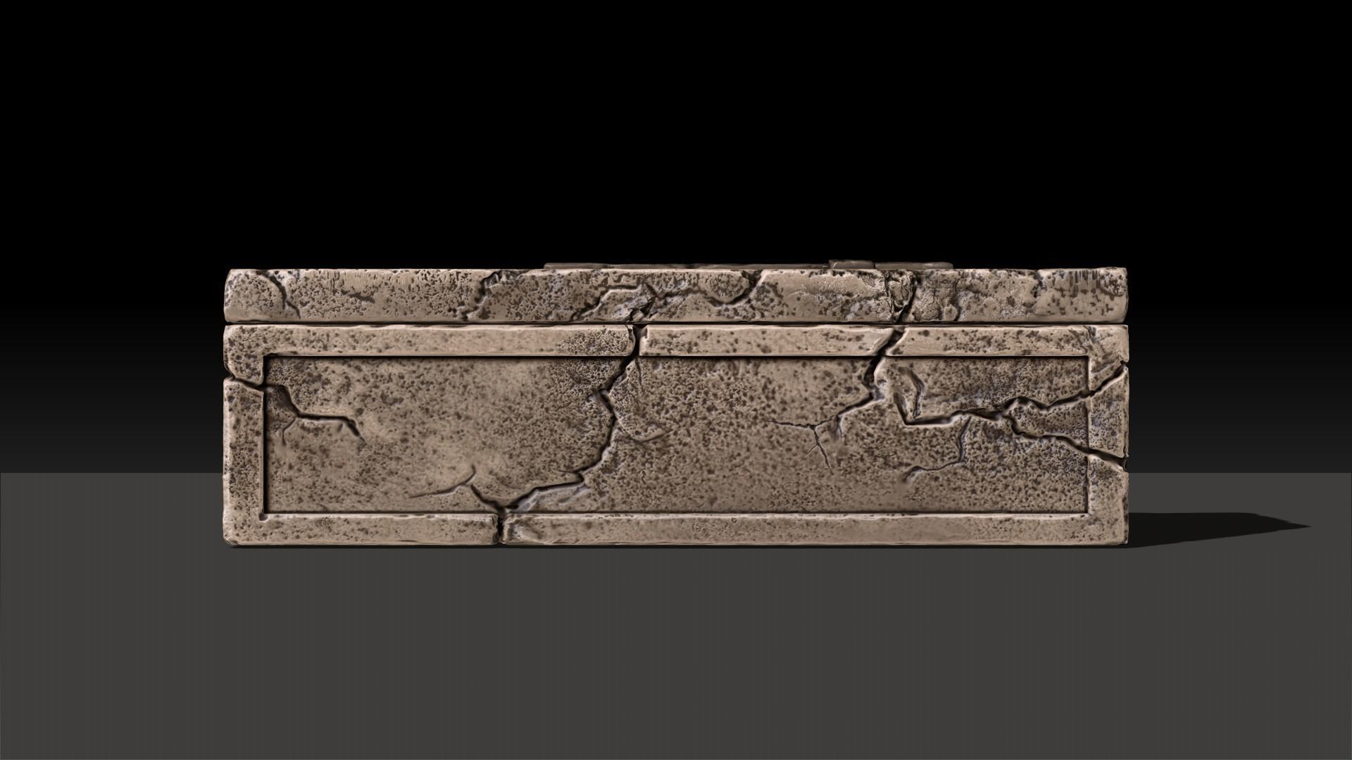 Sarcophagus stone box with cracks Low-poly 3D model_5