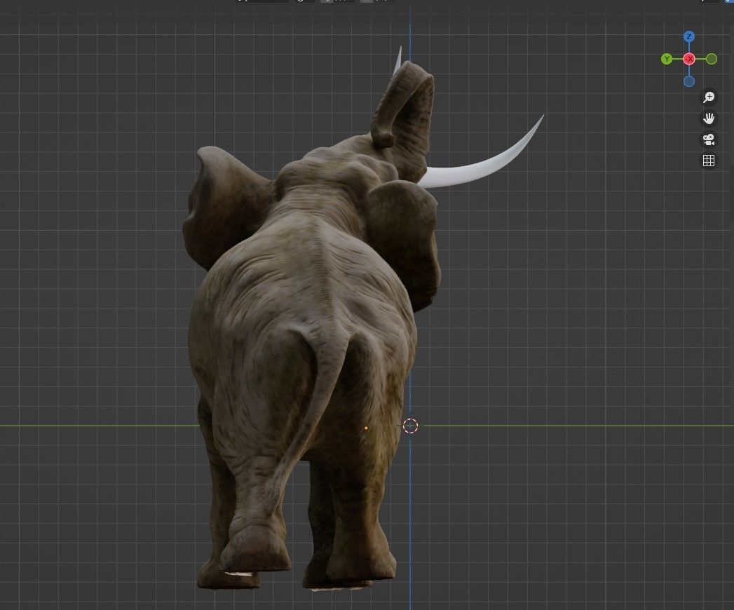 Elephant with tusks 3D model_2