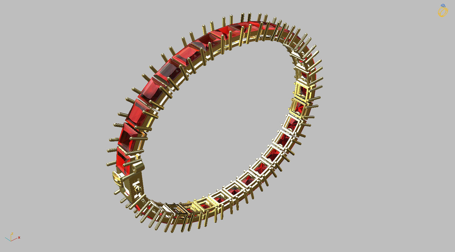 Riviera Carre bracelet with clasp Gemstone Square 6x6mm 3D print model_7