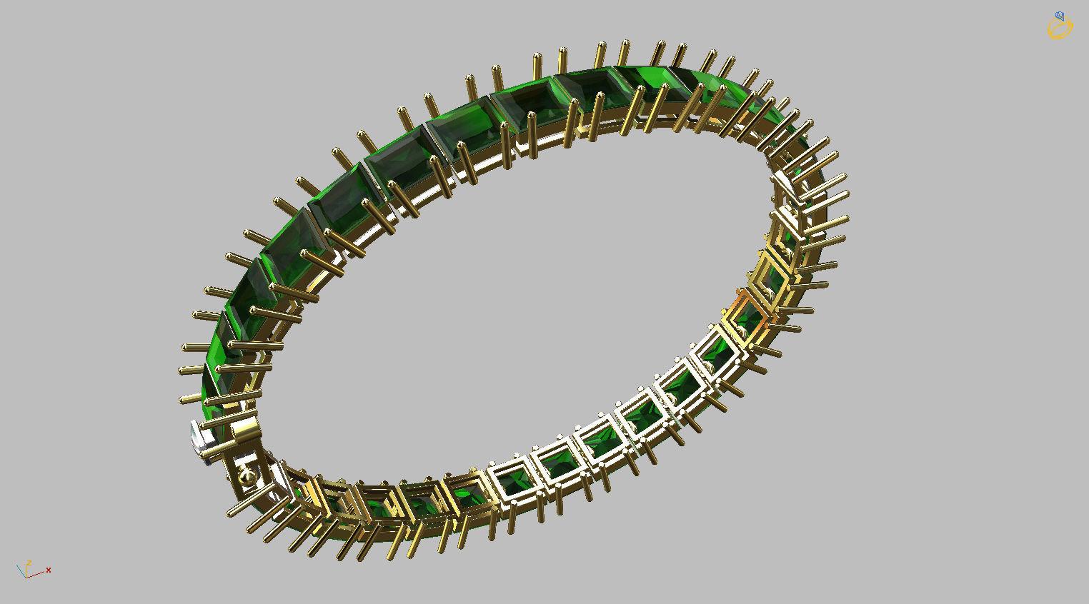 Riviera Carre bracelet with clasp Gemstone Square 6x6mm 3D print model_5