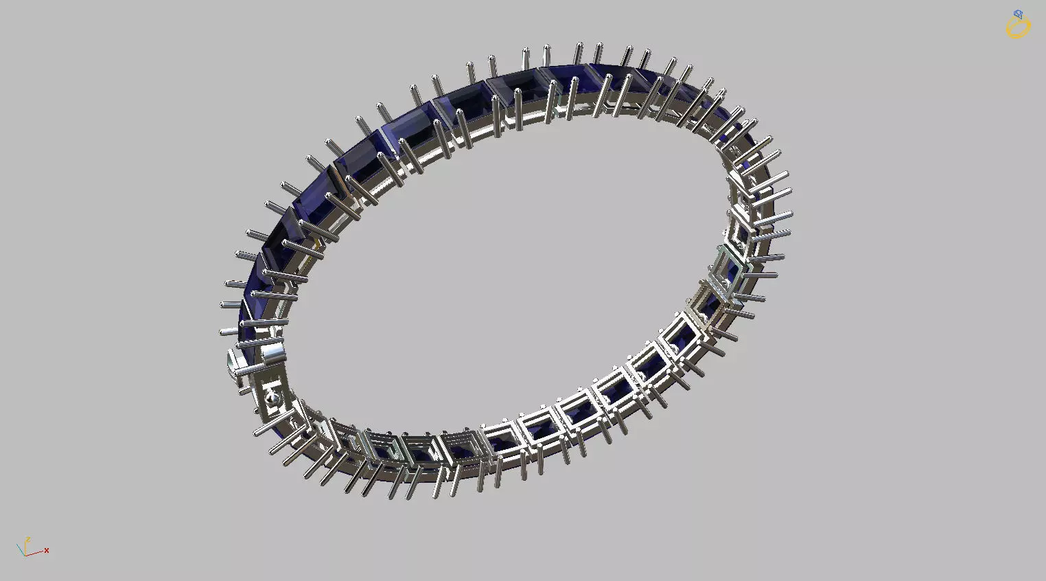 Riviera Carre bracelet with clasp Gemstone Square 6x6mm 3D print model_0