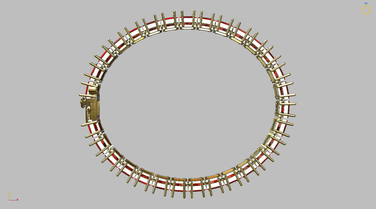 Riviera Carre bracelet with clasp Gemstone Square 6x6mm 3D print model_2