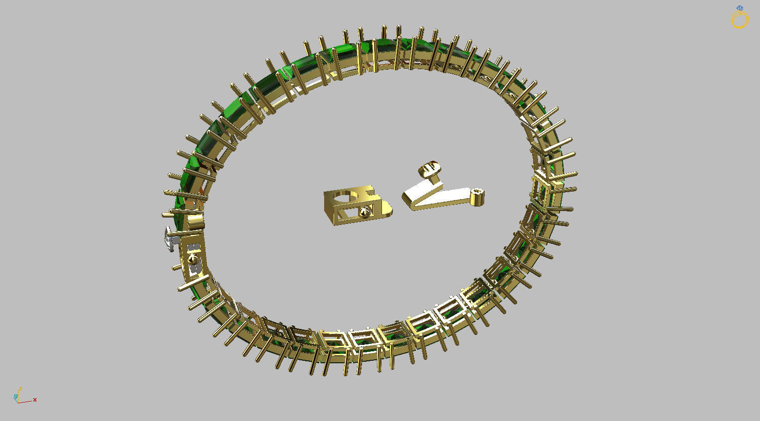 Riviera Carre bracelet with clasp Gemstone Square 6x6mm 3D print model_6