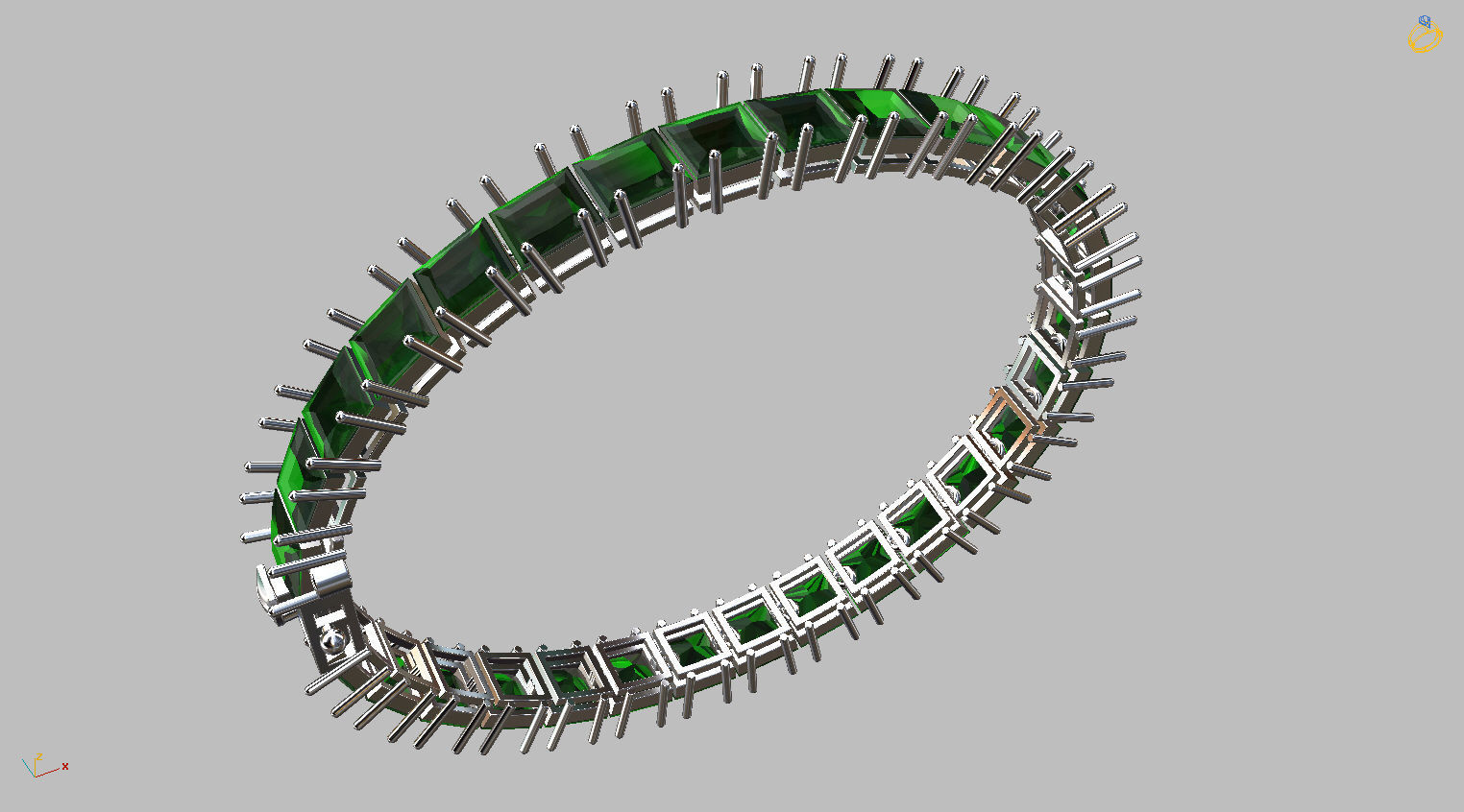 Riviera Carre bracelet with clasp Gemstone Square 6x6mm 3D print model_4