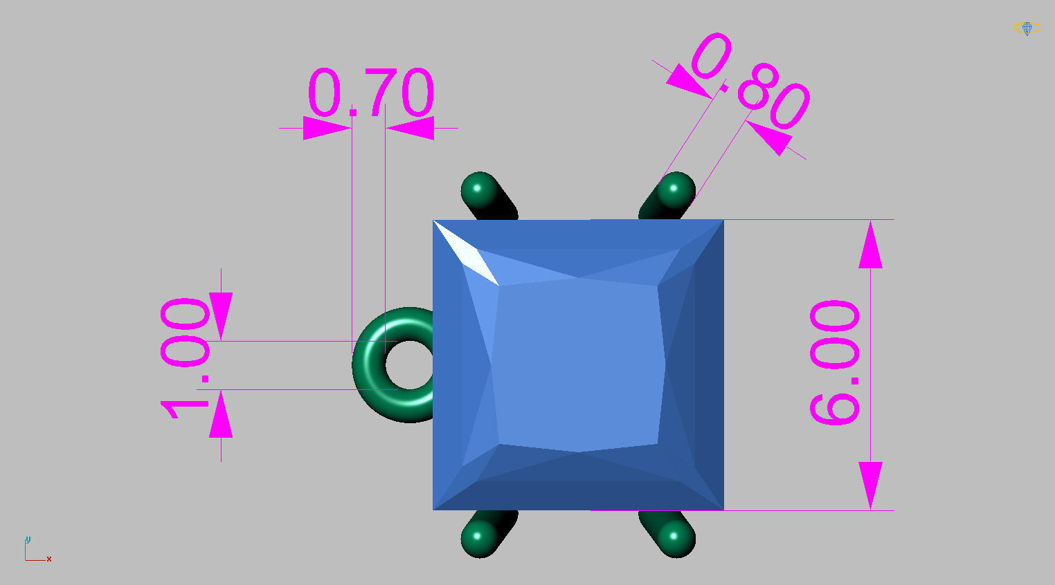 Riviera Carre bracelet with clasp Gemstone Square 6x6mm 3D print model_13