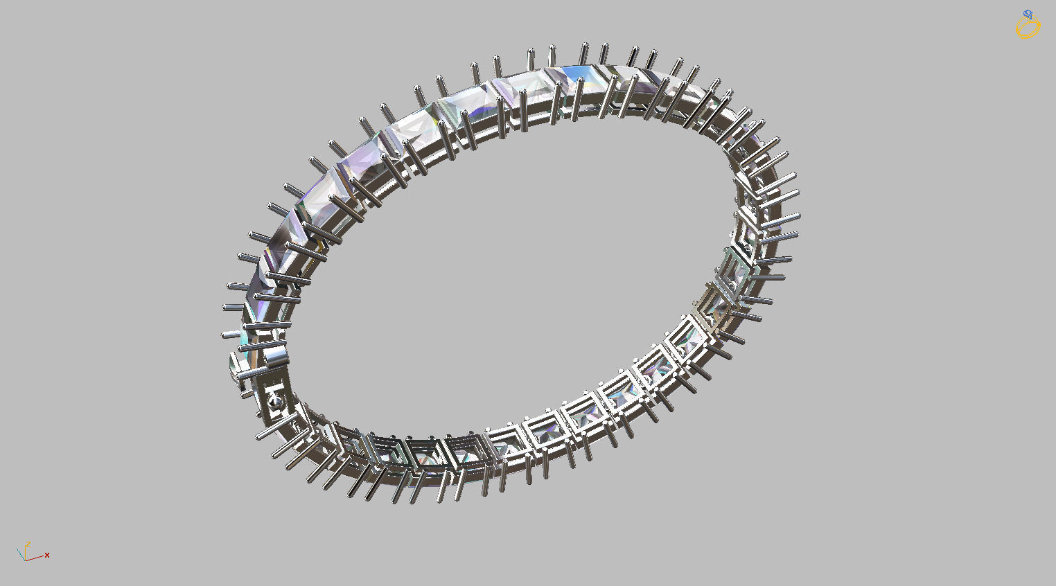 Riviera Carre bracelet with clasp Gemstone Square 6x6mm 3D print model_8