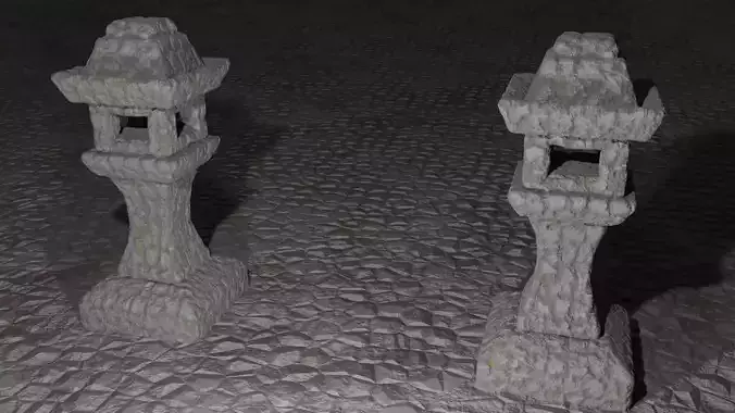 Japanese Stone Lantern Low-poly 3D model