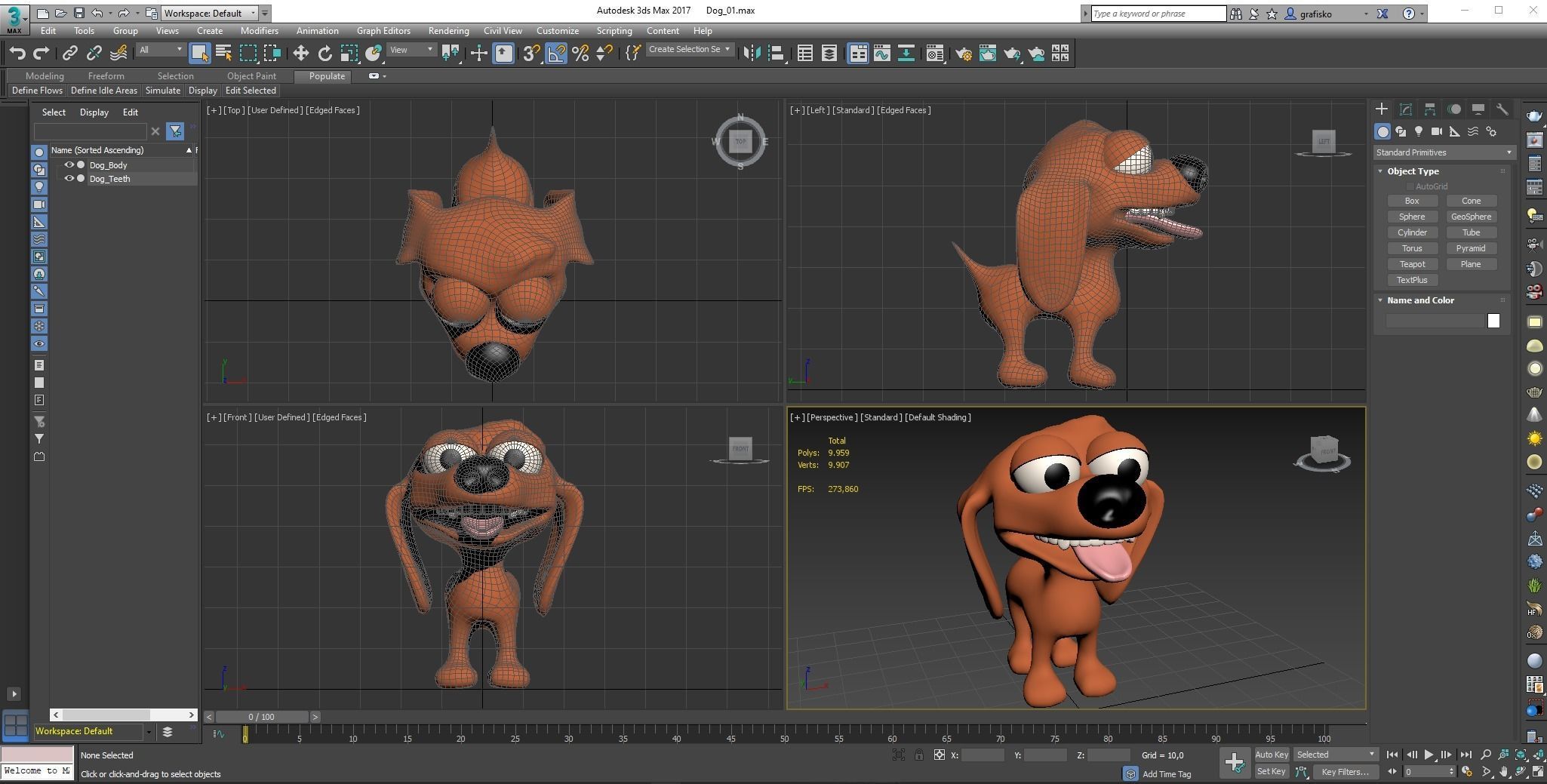 Cartoon Dog Low-poly 3D model_7