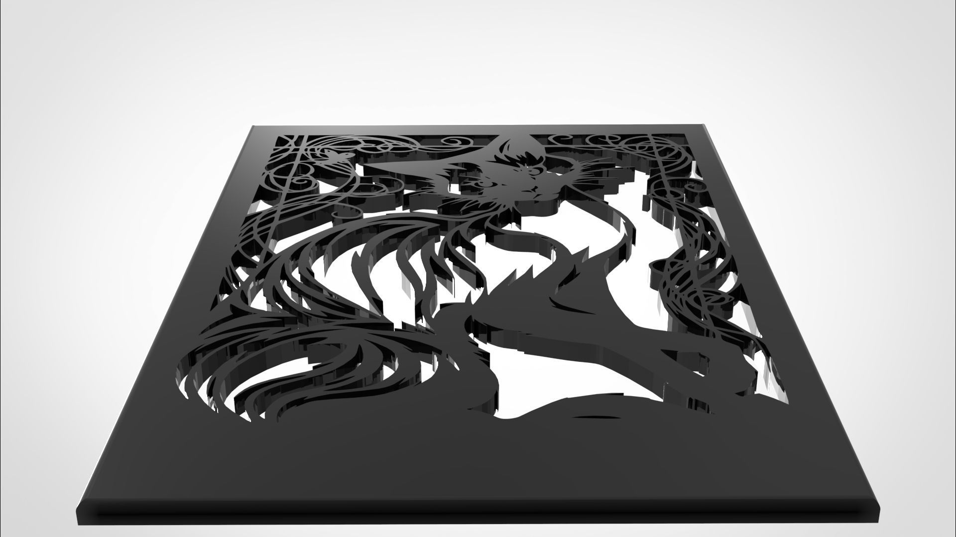 cute cat wall decor 3D print model_4