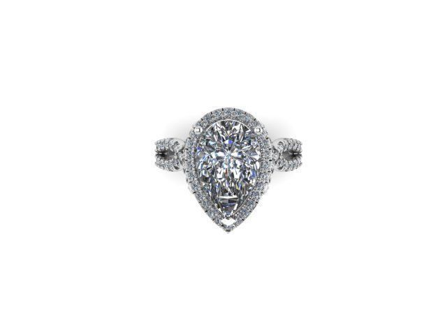 Pear Stone Engagement Ring 3D print model_3