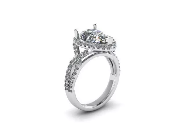 Pear Stone Engagement Ring 3D print model_0
