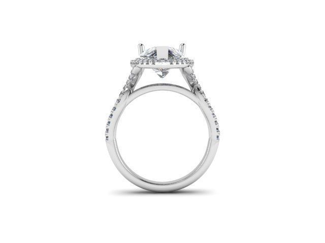 Pear Stone Engagement Ring 3D print model_1