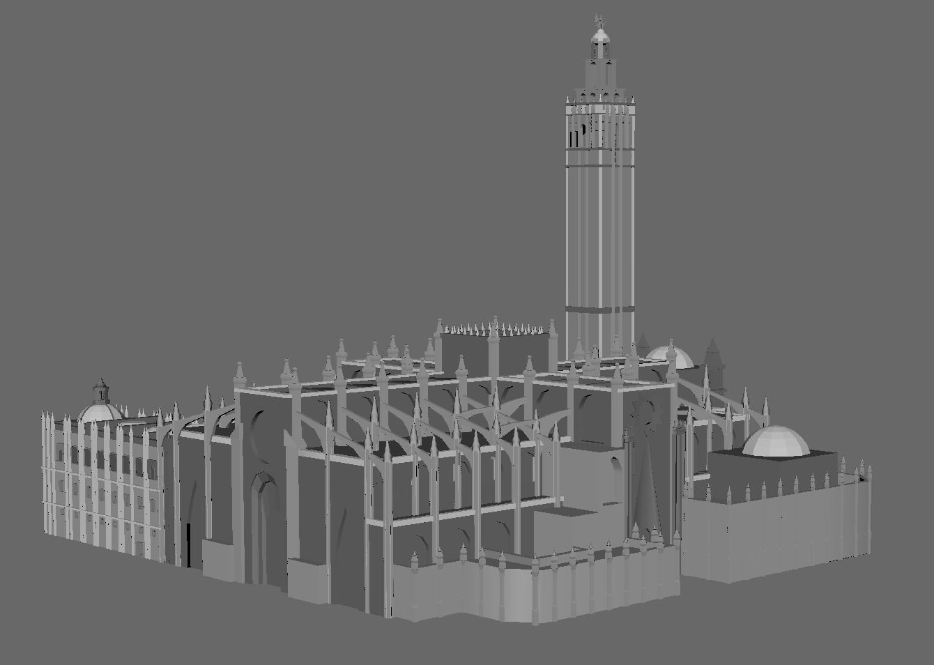 Cathedral of Sevilla lowpoly  and buildings 3D model_5