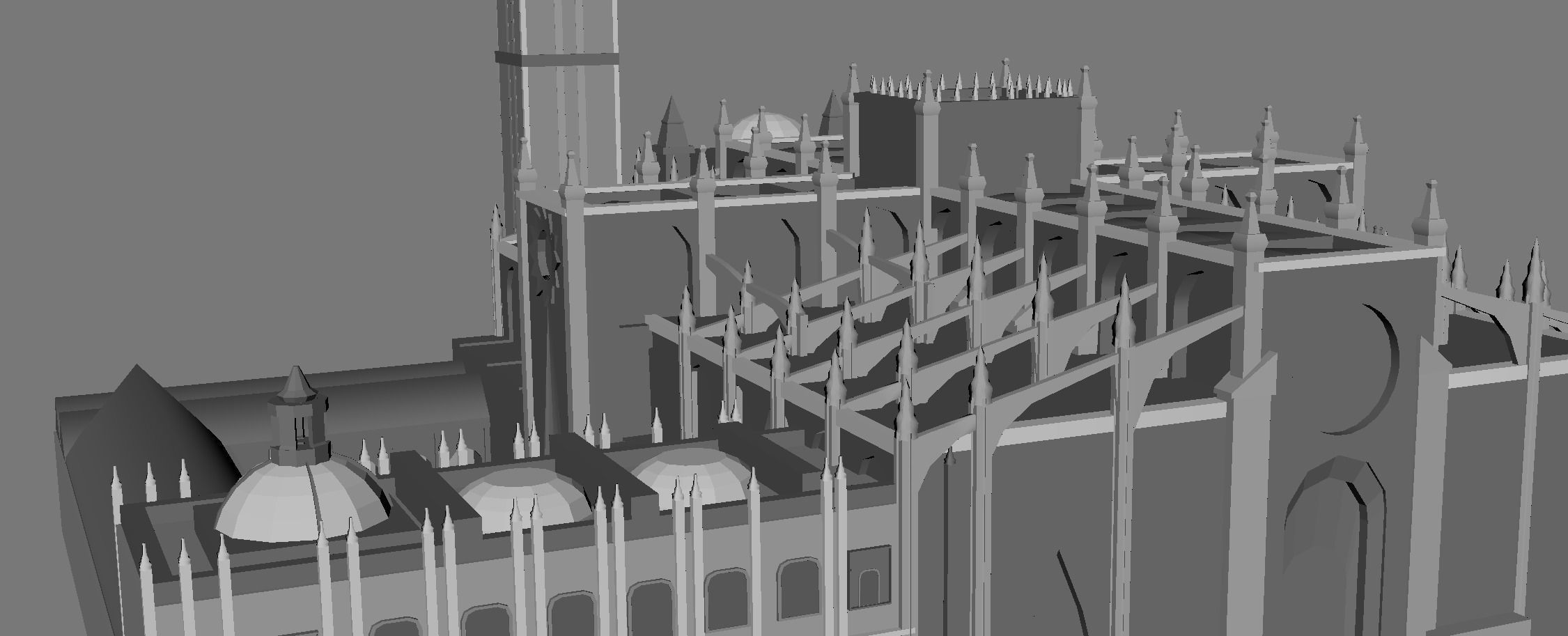 Cathedral of Sevilla lowpoly  and buildings 3D model_11