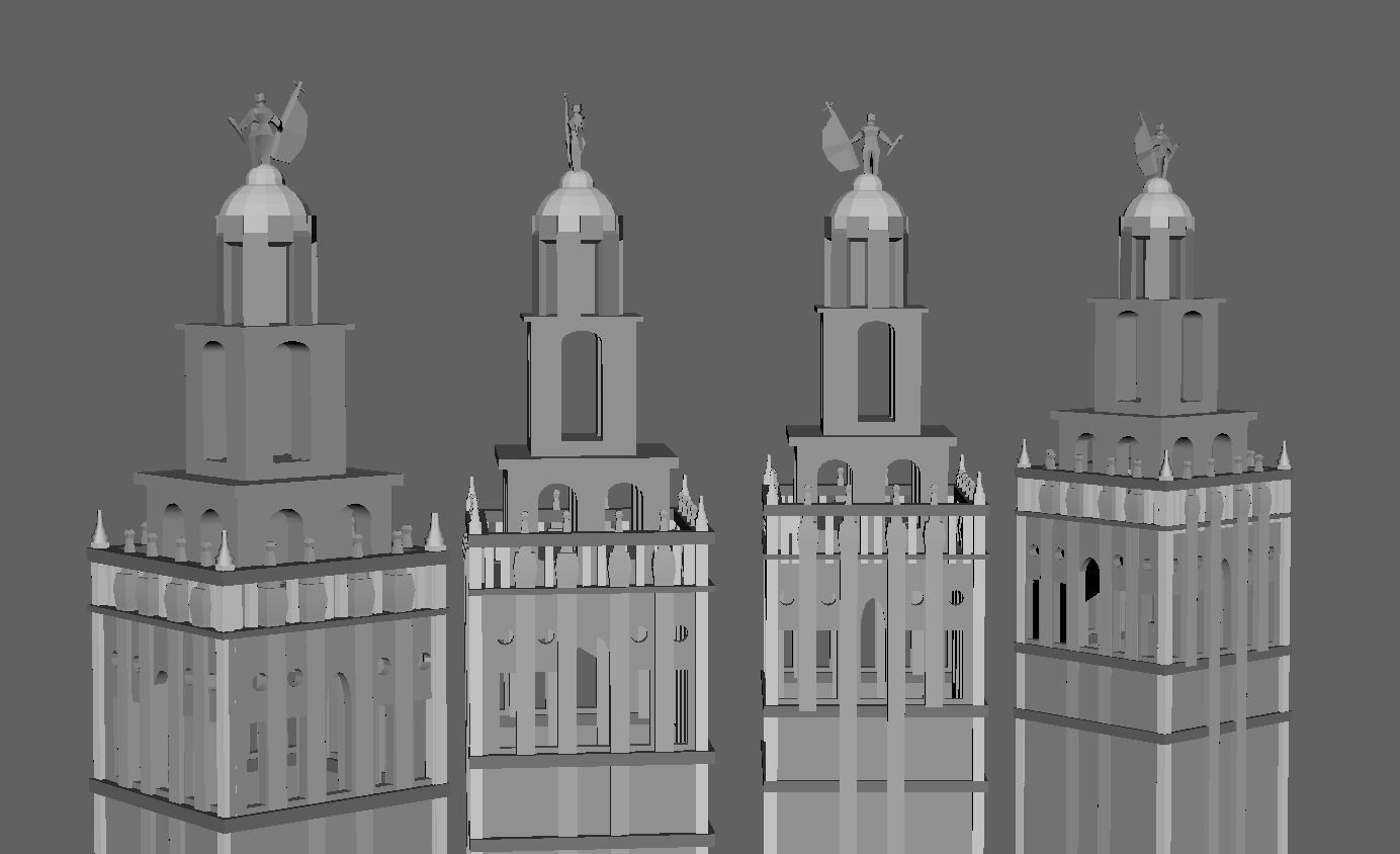 Cathedral of Sevilla lowpoly  and buildings 3D model_17