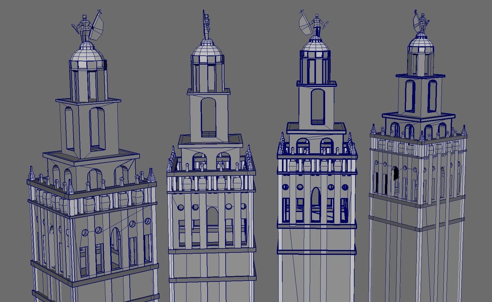 Cathedral of Sevilla lowpoly  and buildings 3D model_16