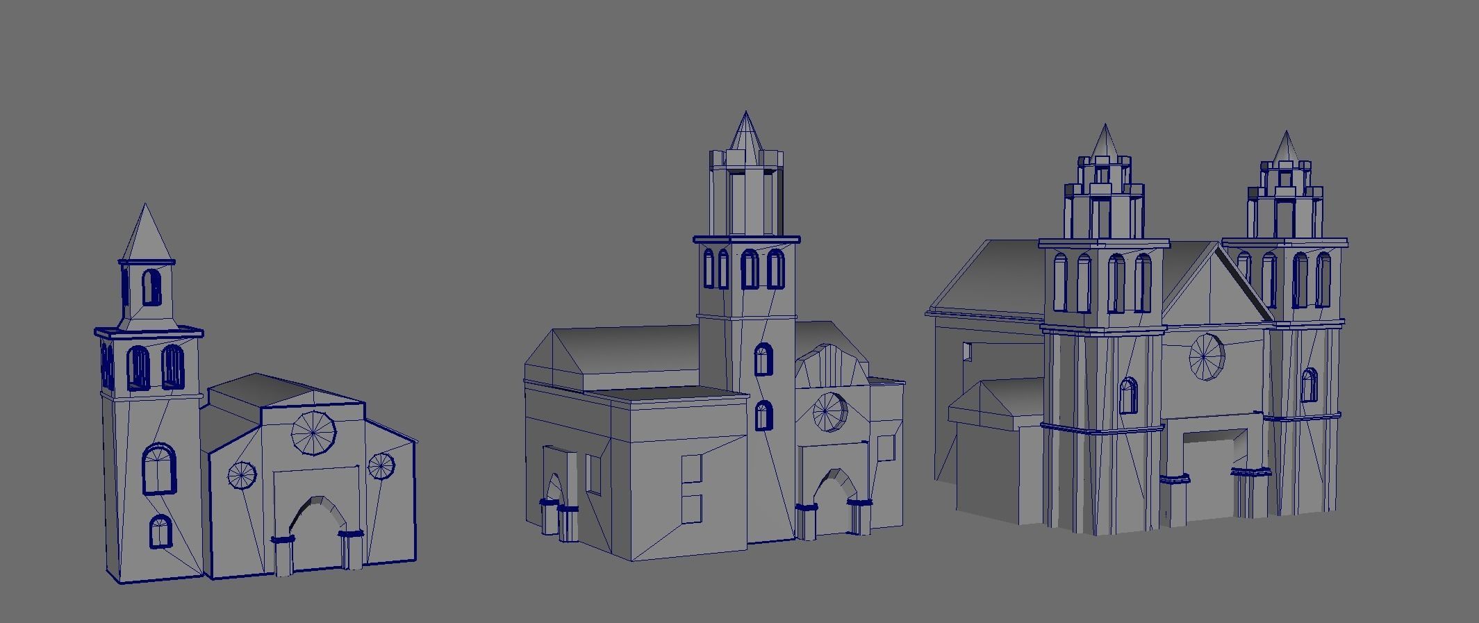 Cathedral of Sevilla lowpoly  and buildings 3D model_20