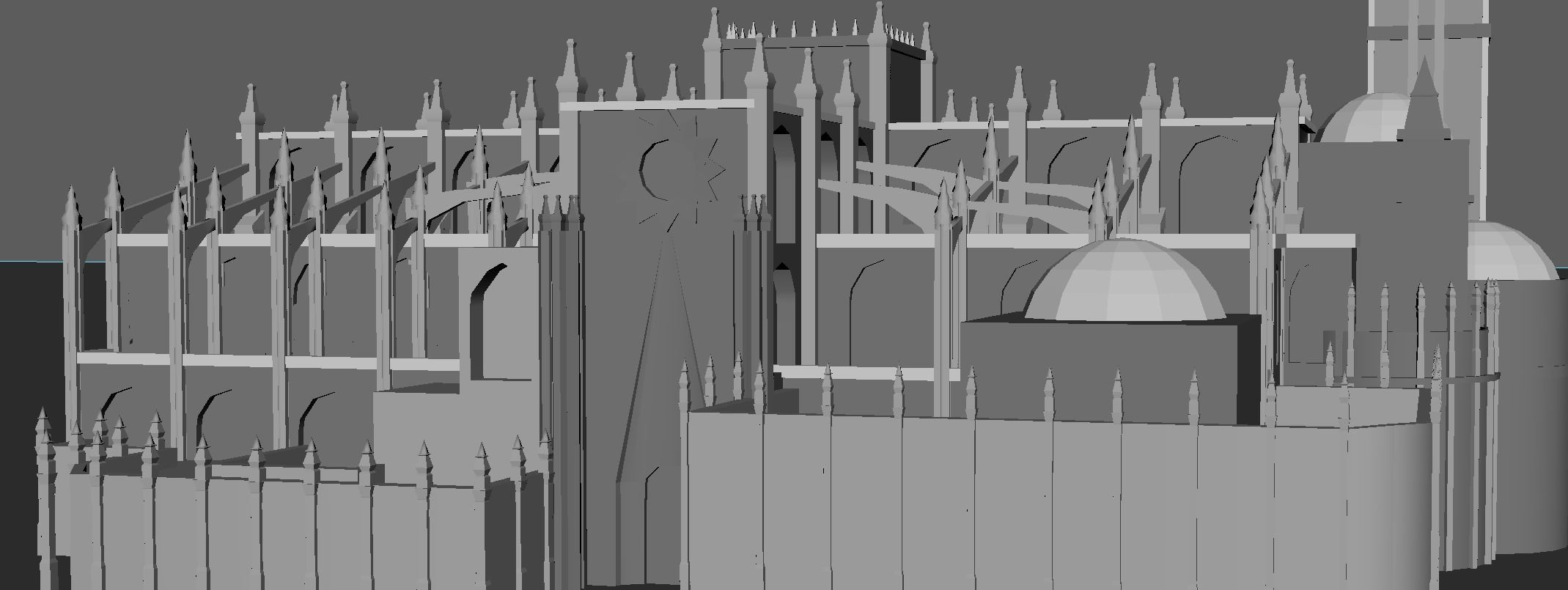 Cathedral of Sevilla lowpoly  and buildings 3D model_15
