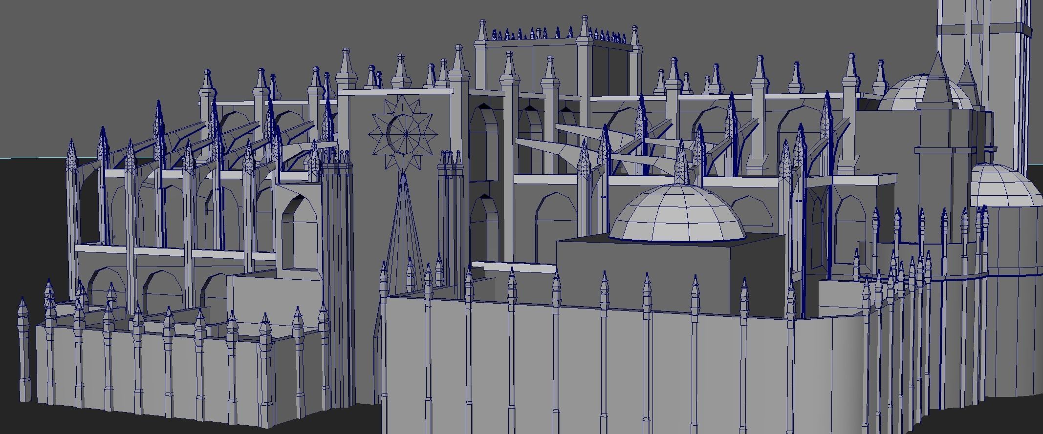 Cathedral of Sevilla lowpoly  and buildings 3D model_14