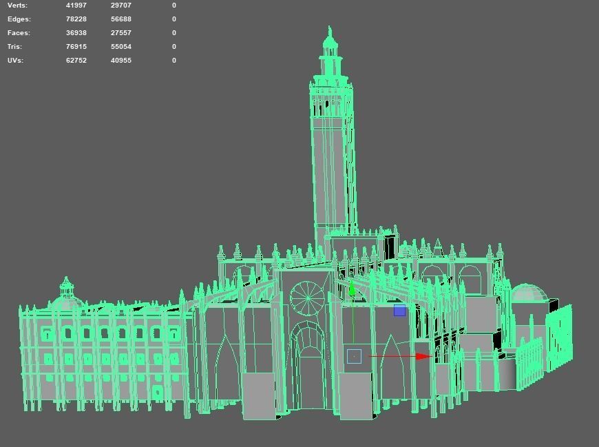 Cathedral of Sevilla lowpoly  and buildings 3D model_23