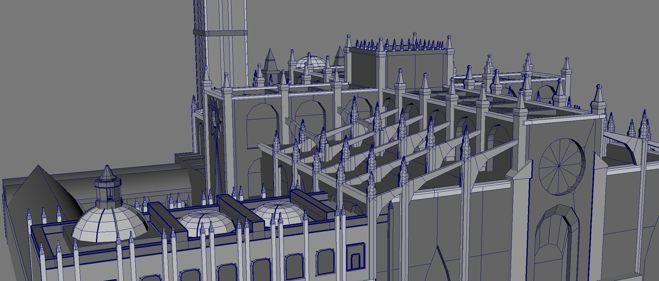 Cathedral of Sevilla lowpoly  and buildings 3D model_10