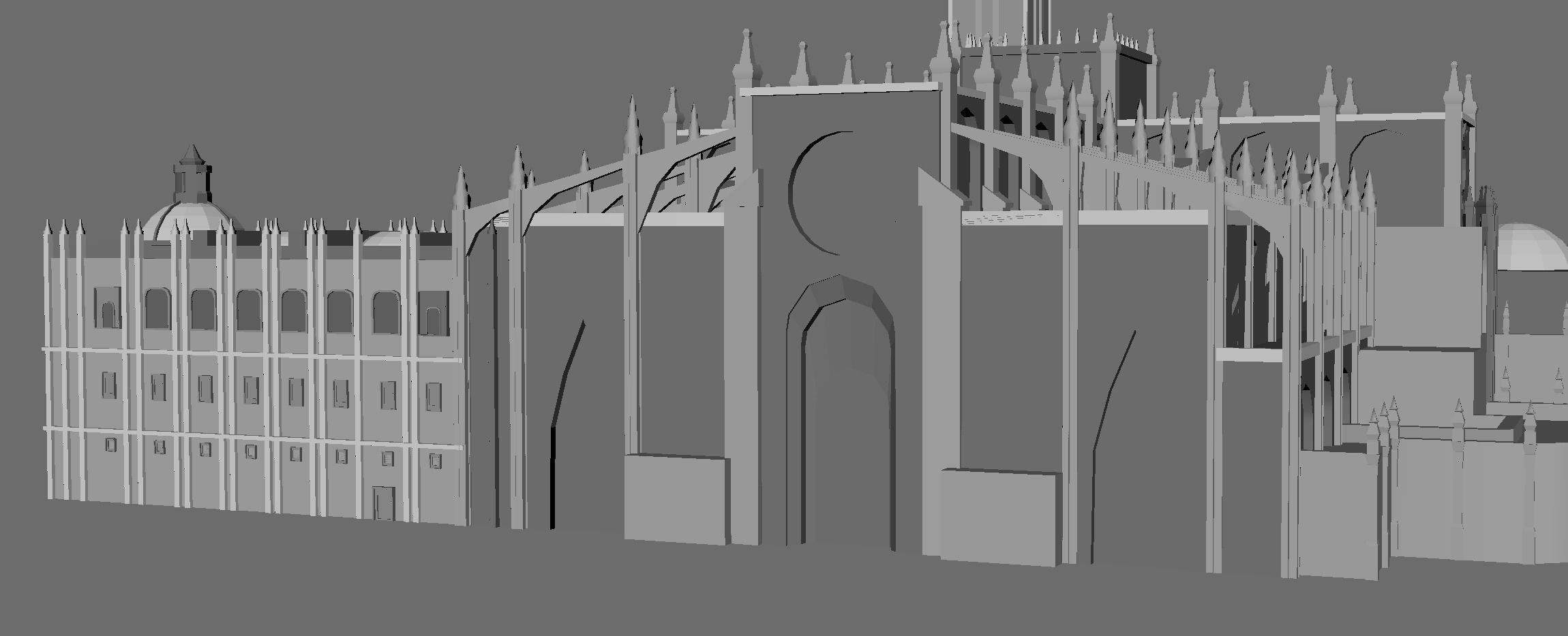 Cathedral of Sevilla lowpoly  and buildings 3D model_13
