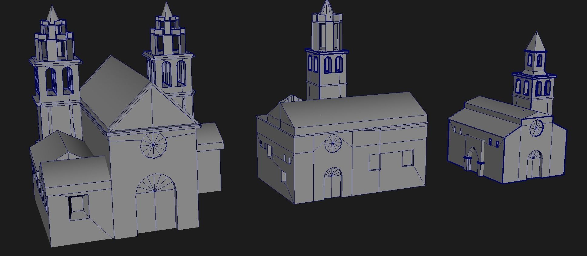 Cathedral of Sevilla lowpoly  and buildings 3D model_21