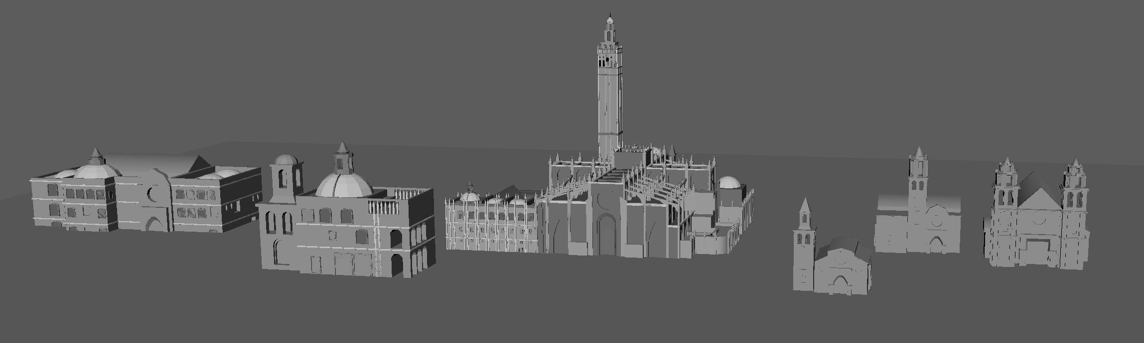 Cathedral of Sevilla lowpoly  and buildings 3D model_1