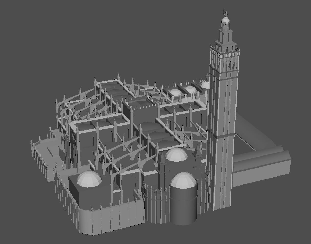 Cathedral of Sevilla lowpoly  and buildings 3D model_7