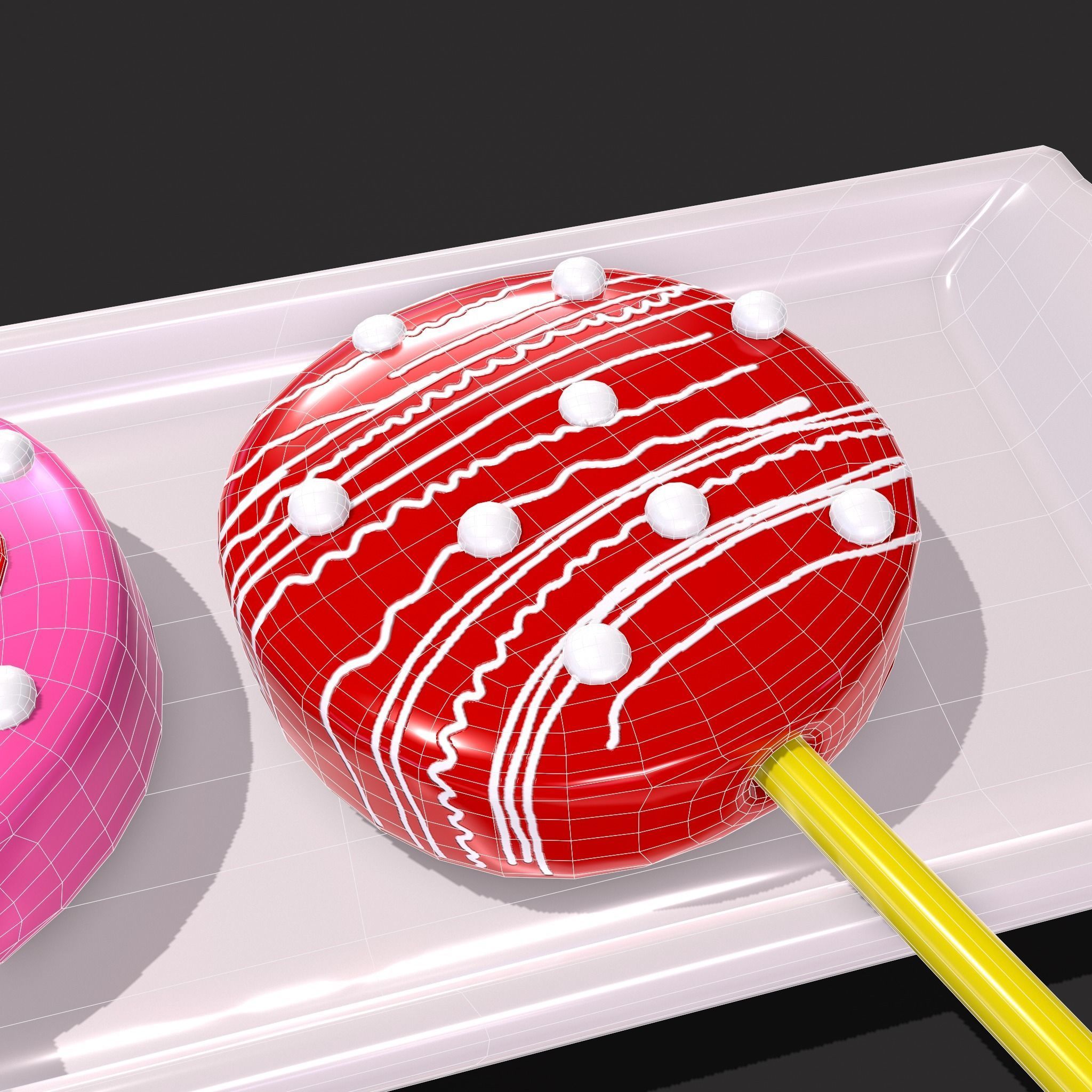 Valentines Cake Pops Four Pack Low-poly 3D model_4