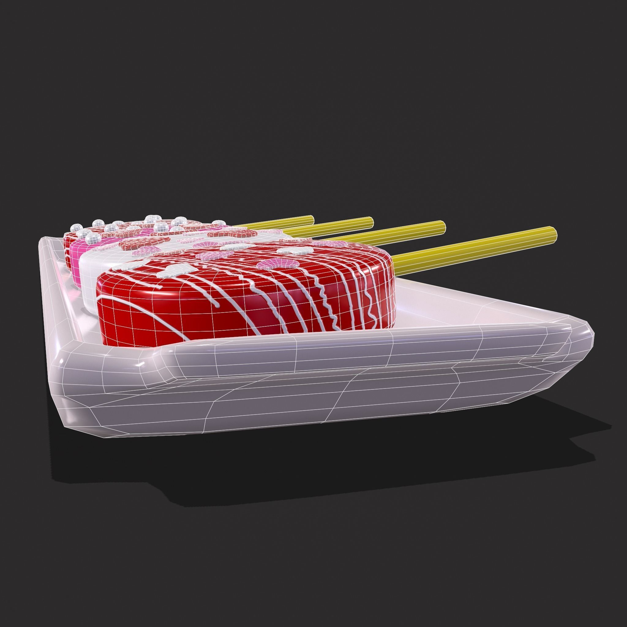 Valentines Cake Pops Four Pack Low-poly 3D model_13