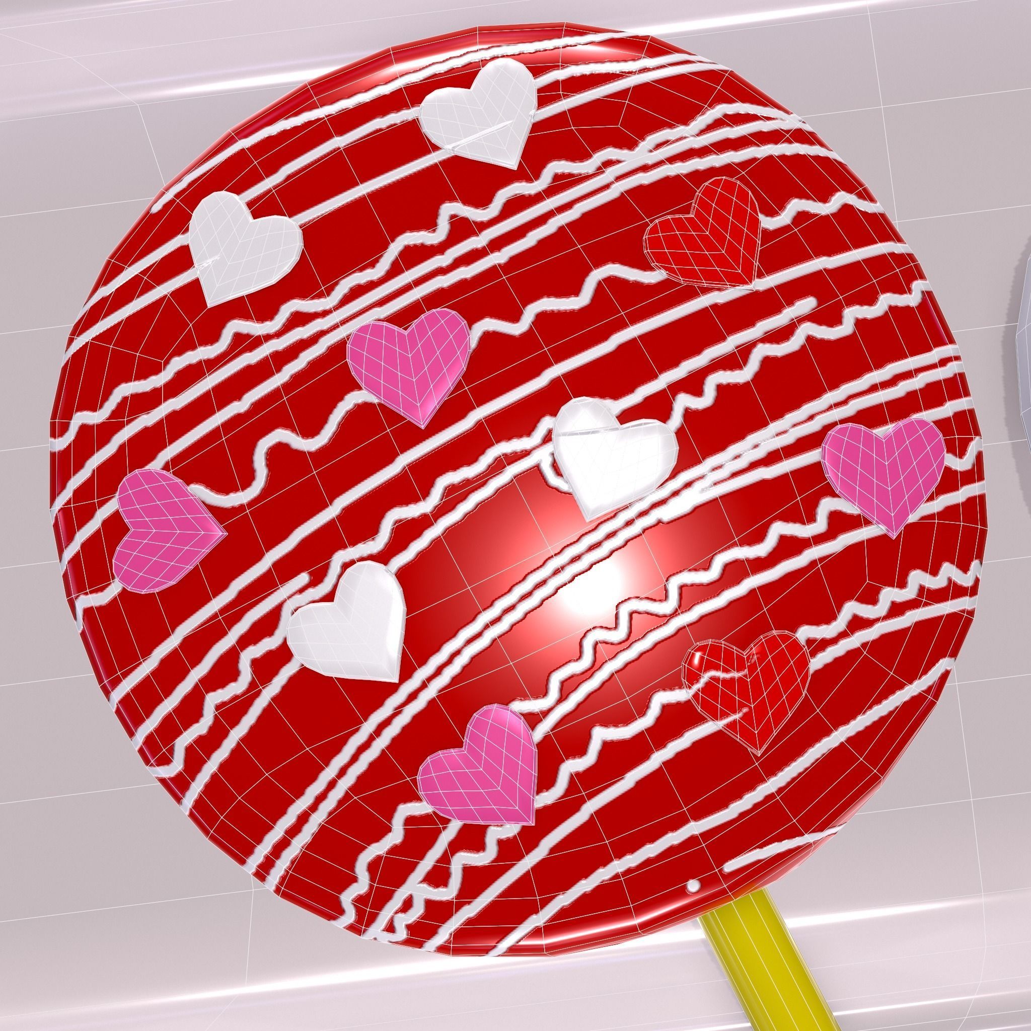 Valentines Cake Pops Four Pack Low-poly 3D model_11